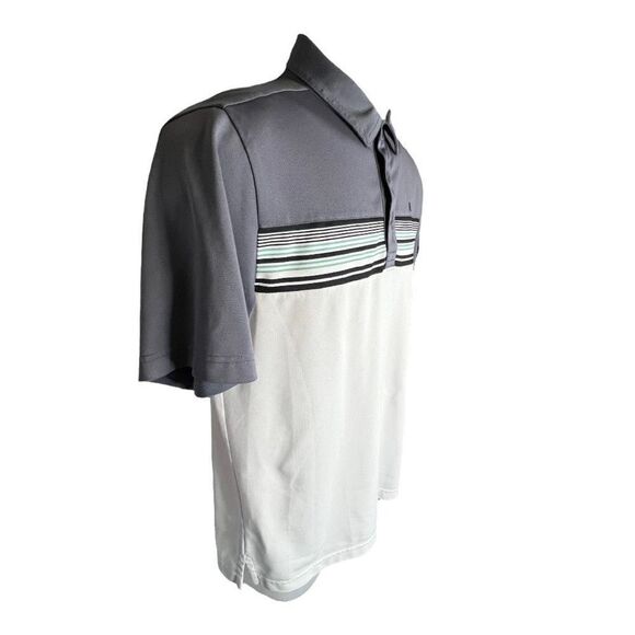 Travis Mathew Men's Striped Short Sleeve Golf Polo Shirt Gray White Size Small - Picture 3 of 16